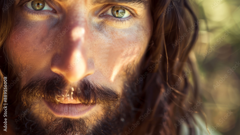 The mesmerizing gaze of a man with long hair and piercing eyes, captured in a close-up that reveals deep emotion and intensity. The mesmerizing gaze of a man with long hair and piercing eyes, captured in a close-up that reveals deep emotion and intensity.