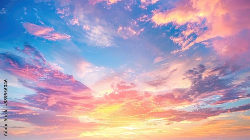 Highdefinition photograph of a serene sunset cloudscape with colorful cirrostratus clouds, isolated on white background Highdefinition photograph of a serene sunset cloudscape with colorful cirrostratus clouds, isolated on white background