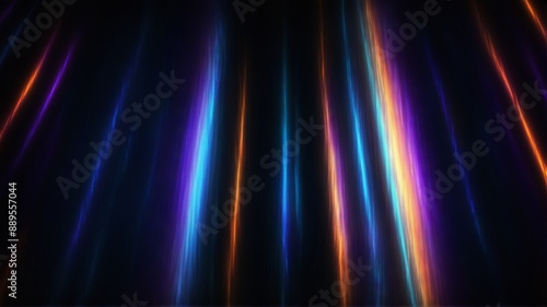 vibrant diagonal lines of blue, orange, and purple light converging from the center. The radiating pattern creates a sense of depth and movement, while the contrasting colors evoke a feeling of energy