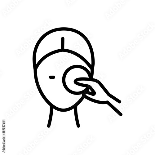 Makeup removal linear icon. Cleansing for healthy skin. Skincare procedure. Facial beauty. Aesthetic cosmetology vector pictogram