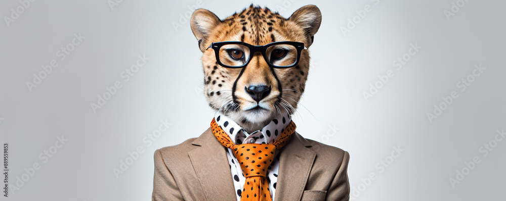 Cheetah in Sunglasses Wearing a Yellow Suit and Black Tie Cheetah in Sunglasses Wearing a Yellow Suit and Black Tie