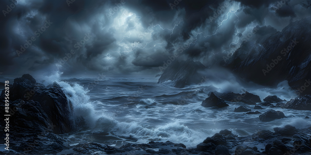 A raging sea with waves A raging sea with waves
