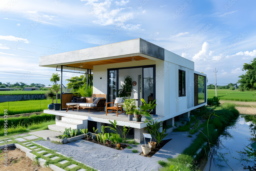 Fototapeta premium beautiful house in middle farm