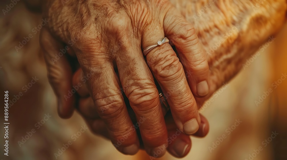 Fototapeta premium A close-up of intertwined fingers, with the natural light highlighting the gentle connection and the texture of the skin, creating a serene and intimate atmosphere. Captured with a DSLR, macro view,