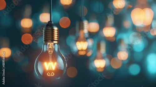 A conceptual image of financial concepts, represented through a series of interconnected light bulbs glowing in a dark background, symbolizing ideas and innovation in financial planning.