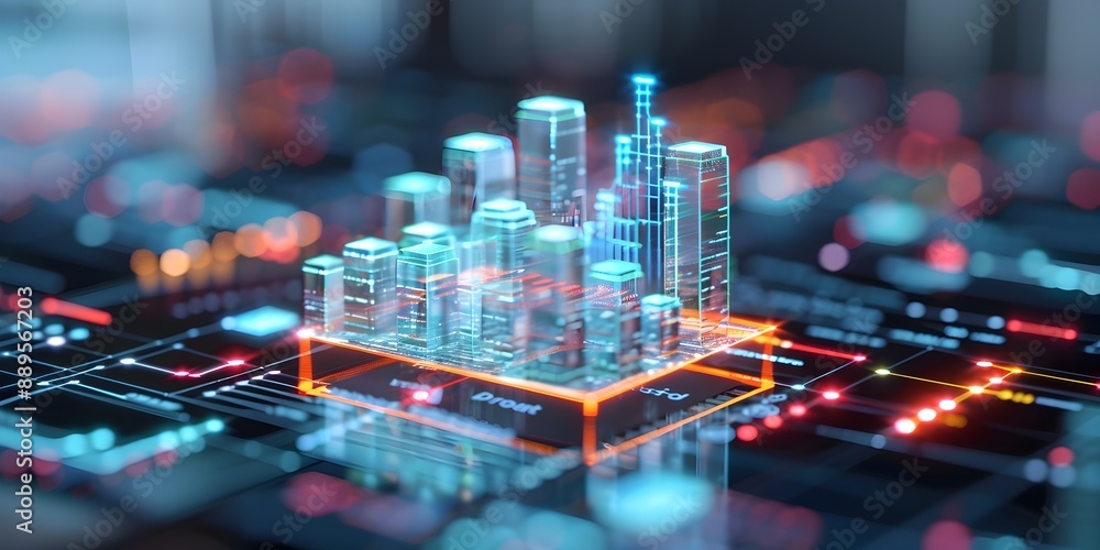 Customizable Holographic Business Documents Cityscape with Futuristic Digital Buildings and Smart City Infrastructure Customizable Holographic Business Documents Cityscape with Futuristic Digital Buildings and Smart City Infrastructure