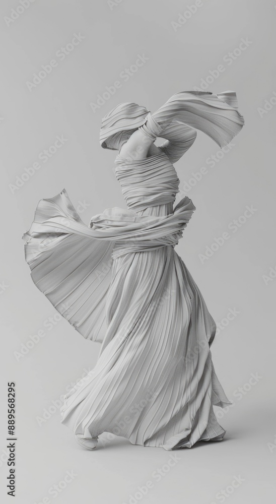 Elegant Abstract Fabric Sculpture in Graceful Motion Elegant Abstract Fabric Sculpture in Graceful Motion
