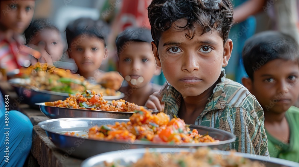 Adolescents receiving vital feeding, emphasizing the importance of balanced nutrition Adolescents receiving vital feeding, emphasizing the importance of balanced nutrition