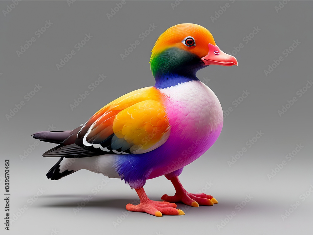 Mandarin duck 3d on solid background Mandarin duck 3d on solid background