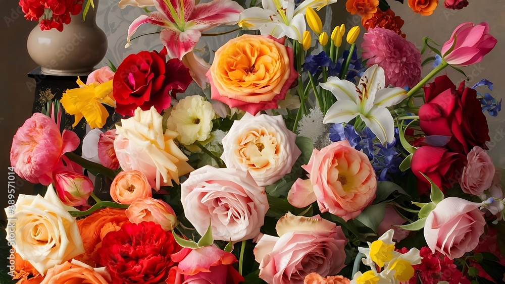 Variety of different roses and other beautiful flowers Variety of different roses and other beautiful flowers