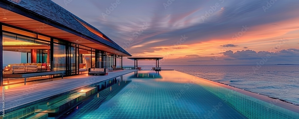 Fototapeta premium Modern Beachfront Villa with Pool