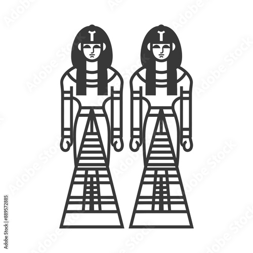egyptian women wearing tob sebleh traditional clothing minimalist line art icon logo symbol