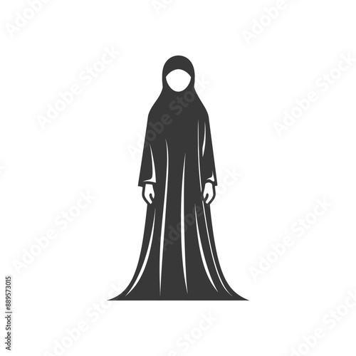 emirates women wearing abaya traditional clothing minimalist line art icon logo symbol