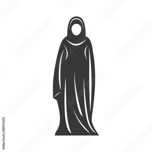 emirates women wearing abaya traditional clothing minimalist line art icon logo symbol