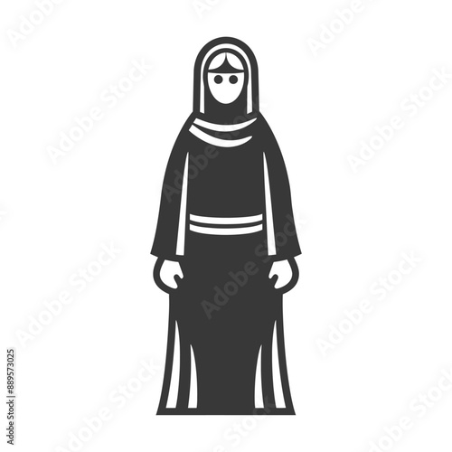 emirates women wearing abaya traditional clothing minimalist line art icon logo symbol