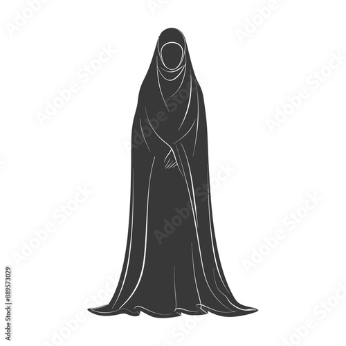emirates women wearing abaya traditional clothing minimalist line art icon logo symbol