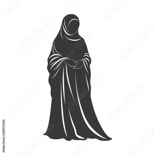 emirates women wearing abaya traditional clothing minimalist line art icon logo symbol