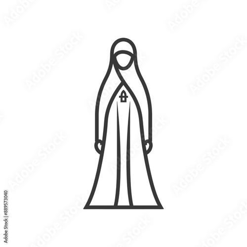 emirates women wearing abaya traditional clothing minimalist line art icon logo symbol