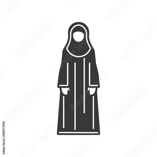 emirates women wearing abaya traditional clothing minimalist line art icon logo symbol