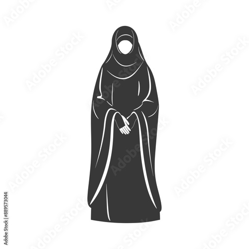 emirates women wearing abaya traditional clothing minimalist line art icon logo symbol