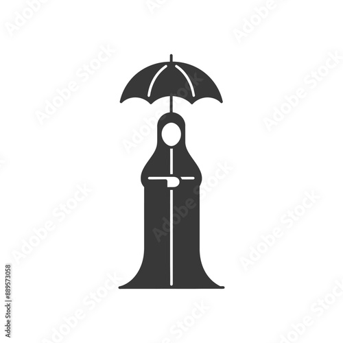 emirates women wearing abaya traditional clothing minimalist line art icon logo symbol