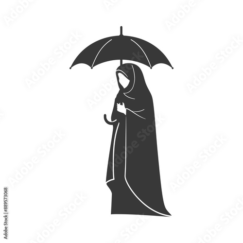 emirates women wearing abaya traditional clothing minimalist line art icon logo symbol