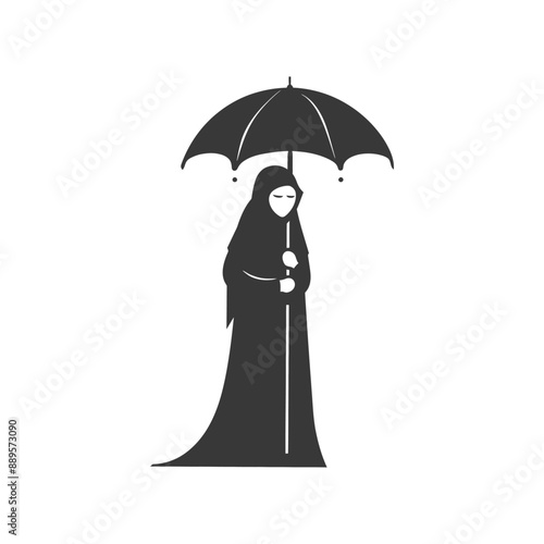 emirates women wearing abaya traditional clothing minimalist line art icon logo symbol