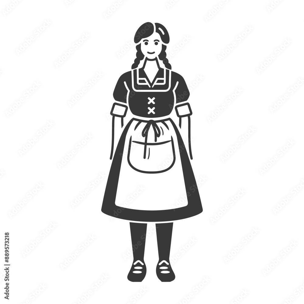 germany women wearing dirndl traditional clothing minimalist line art icon logo symbol germany women wearing dirndl traditional clothing minimalist line art icon logo symbol