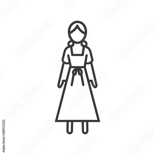 germany women wearing dirndl traditional clothing minimalist line art icon logo symbol