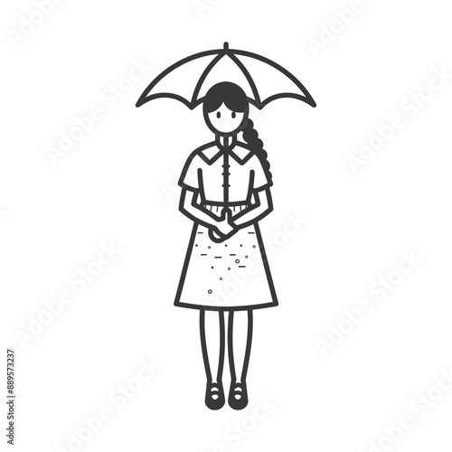 germany women wearing dirndl traditional clothing minimalist line art icon logo symbol