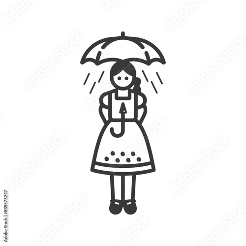 germany women wearing dirndl traditional clothing minimalist line art icon logo symbol