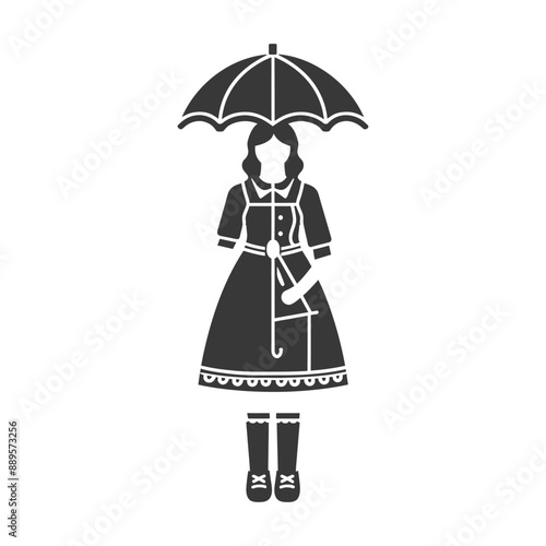 germany women wearing dirndl traditional clothing minimalist line art icon logo symbol