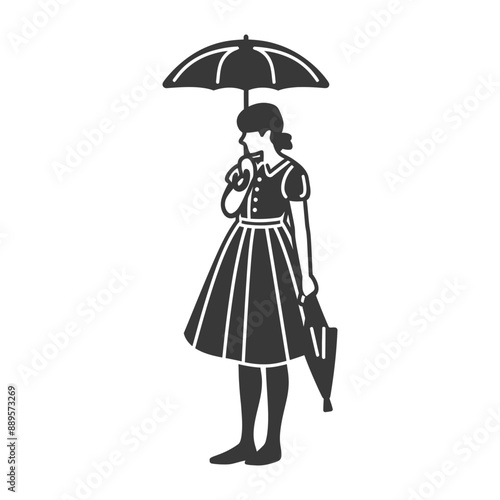 germany women wearing dirndl traditional clothing minimalist line art icon logo symbol
