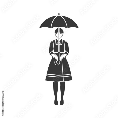 germany women wearing dirndl traditional clothing minimalist line art icon logo symbol