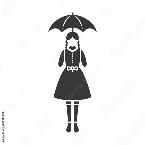germany women wearing dirndl traditional clothing minimalist line art icon logo symbol