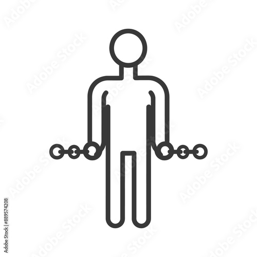 man slave with shackle in minimalist line art icon logo symbol
