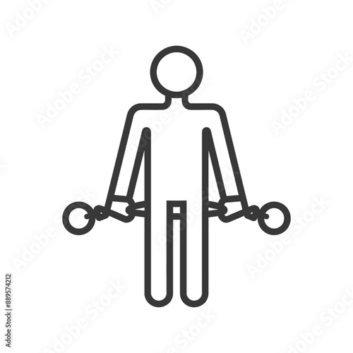 man slave with shackle in minimalist line art icon logo symbol