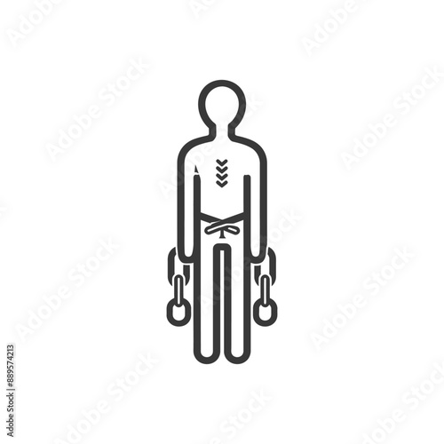 man slave with shackle in minimalist line art icon logo symbol