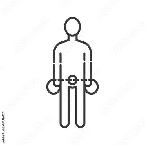 man slave with shackle in minimalist line art icon logo symbol
