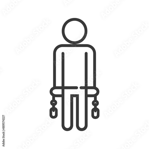 man slave with shackle in minimalist line art icon logo symbol