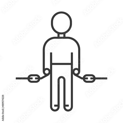 man slave with shackle in minimalist line art icon logo symbol