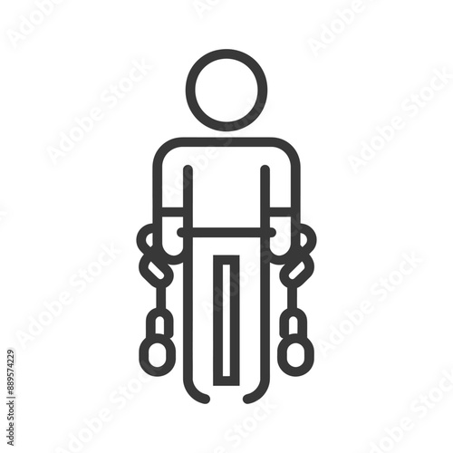 man slave with shackle in minimalist line art icon logo symbol
