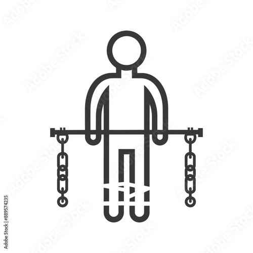 man slave with shackle in minimalist line art icon logo symbol