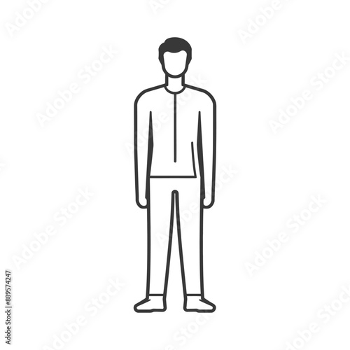 man standing in minimalist line art icon logo symbol
