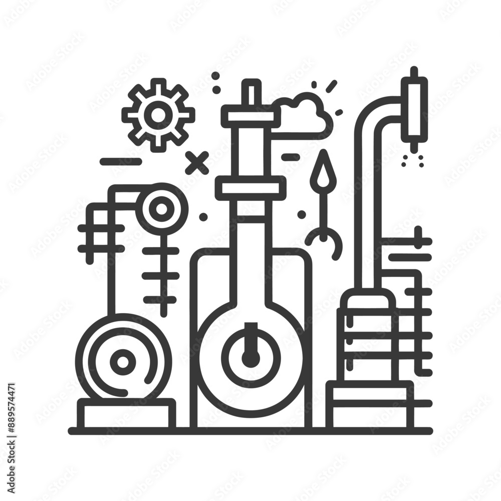 manufacturing in minimalist line art icon logo symbol manufacturing in minimalist line art icon logo symbol