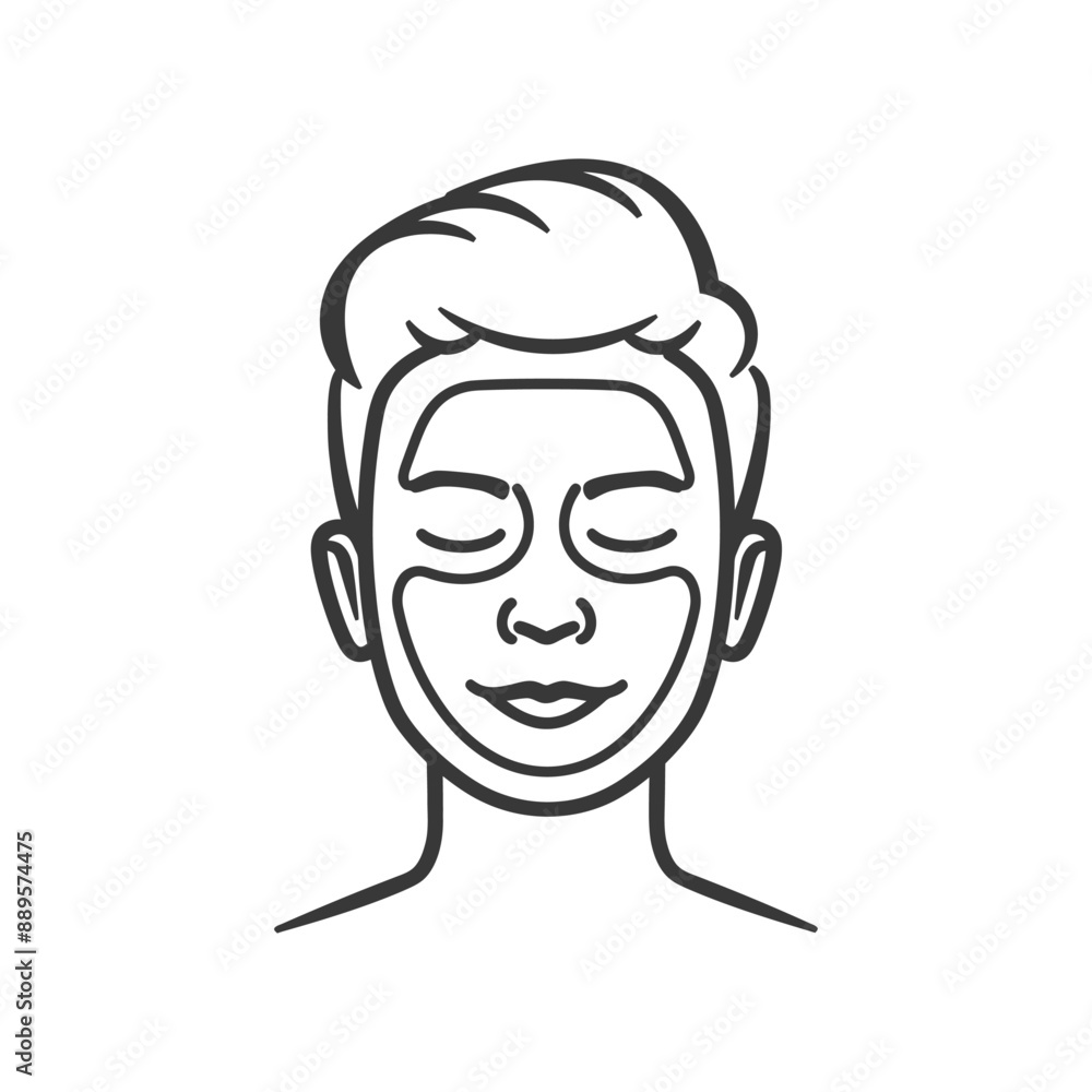 man using beauty cosmetic face mask in minimalist line art icon logo symbol man using beauty cosmetic face mask in minimalist line art icon logo symbol