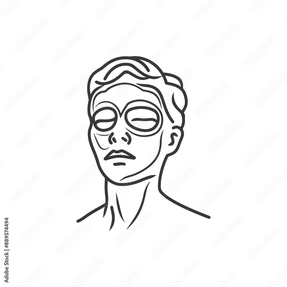 man using beauty cosmetic face mask in minimalist line art icon logo symbol man using beauty cosmetic face mask in minimalist line art icon logo symbol