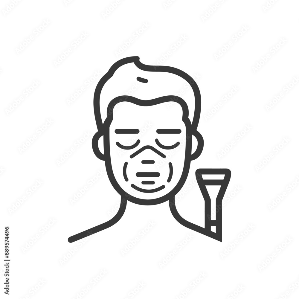 man using beauty cosmetic face mask in minimalist line art icon logo symbol man using beauty cosmetic face mask in minimalist line art icon logo symbol