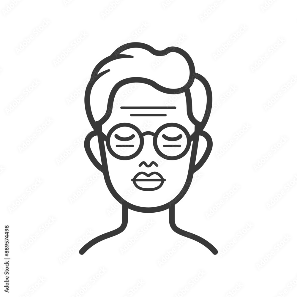 man using beauty cosmetic face mask in minimalist line art icon logo symbol man using beauty cosmetic face mask in minimalist line art icon logo symbol