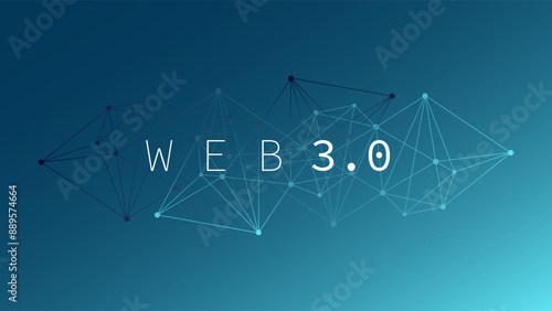 Web3.0 decentralized internet. Network with blockchain, cryptocurrency. Abstract blue gradient network pattern for illustration, decentralization, marketplace, design element